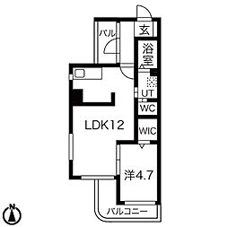 WILL鶴舞 1LDKの間取図画像