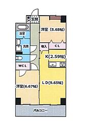 S-FORT鶴舞reale 2LDKの間取図画像