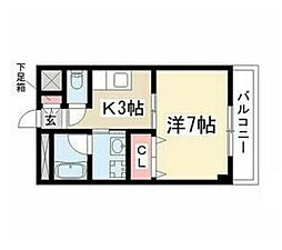 グランディール・163 1Kの間取図画像
