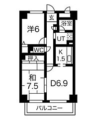 グレース堀田 2DKの間取図画像