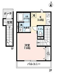 リヴェール瑞穂 1Kの間取図画像