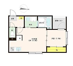 ハーモニーテラス弥富通 1DKの間取図画像