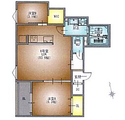 REGALESTセレニティ堀田 2LDKの間取図画像