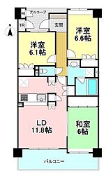 サーパス高田 3LDKの間取図画像