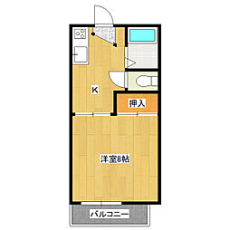 コーポ綿引9号 1Kの間取図画像