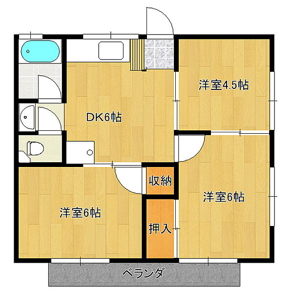 レジデンスシドミ B201｜茨城県水戸市千波町(賃貸アパート3DK・1階・44.96㎡)の写真 その2