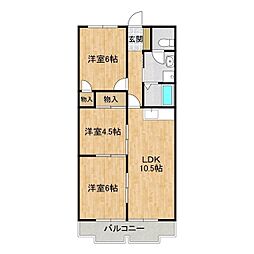パークリッヂ 3階3LDKの間取り