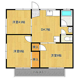 グレイス元吉田 1階3DKの間取り