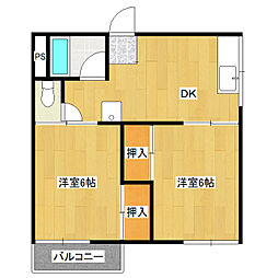 サンハイツ城東 2DKの間取図画像