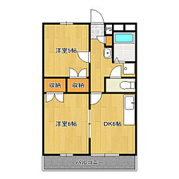 レオパレスファウンダーB 2DKの間取図画像