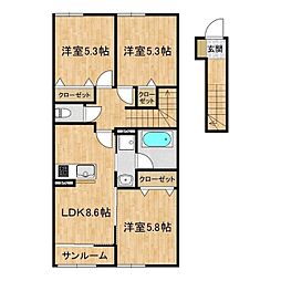 美桜 3LDKの間取図画像