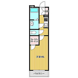 PRINCESS桜川 1Kの間取図画像