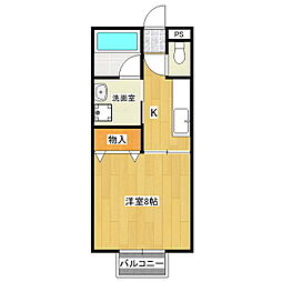 仲屋コーポけやき台 1Kの間取図画像