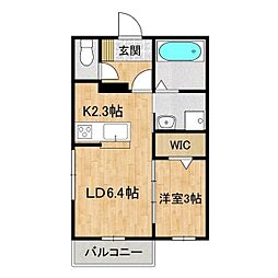Prendre B棟 1LDKの間取図画像