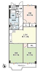 秦野マンションA棟 412 3LDKの間取り