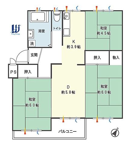 間取り 南長津田団地1号棟 2階/123