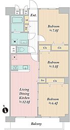 新松戸東パークハウスC 3LDKの間取図画像