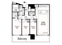 リビオタワー品川 3LDKの間取図画像