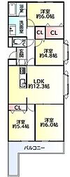 パラッシオ上杉山 4LDKの間取図画像