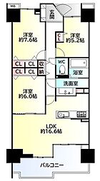 桂パークハウスフェリシアウエスト 3LDKの間取図画像