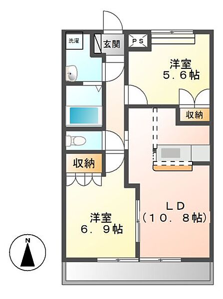 サンチェリーフィールド ｜茨城県つくば市金田(賃貸アパート2LDK・2階・54.00㎡)の写真 その2