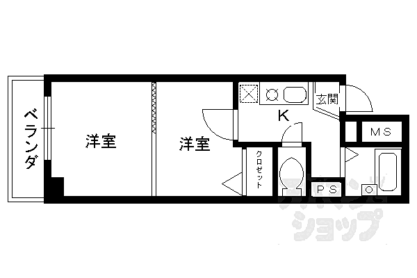 アルティスタ三条 102｜京都府京都市中京区壬生神明町(賃貸マンション2K・1階・24.85㎡)の写真 その2