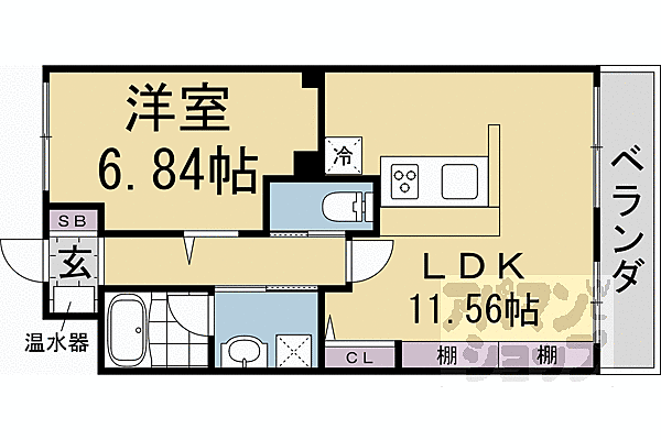 Ｂｕｒｅｚｉｏ　セフィール 205W｜京都府京都市中京区西ノ京中保町(賃貸マンション1LDK・2階・40.82㎡)の写真 その2