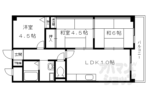 京都府京都市右京区梅津上田町(賃貸マンション3LDK・4階・63.00㎡)の写真 その2