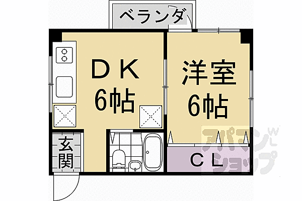 京都府京都市左京区静市市原町(賃貸マンション1DK・4階・28.98㎡)の写真 その2