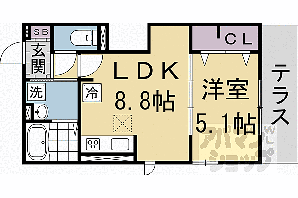 京都府京都市右京区嵯峨天龍寺今堀町(賃貸アパート1LDK・2階・34.46㎡)の写真 その2