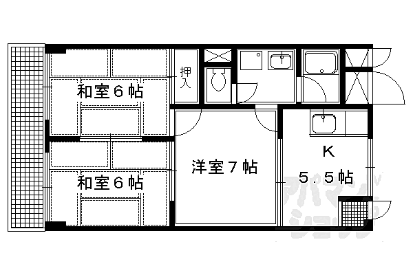 京都府京都市左京区一乗寺宮ノ東町(賃貸マンション3DK・4階・46.53㎡)の写真 その2