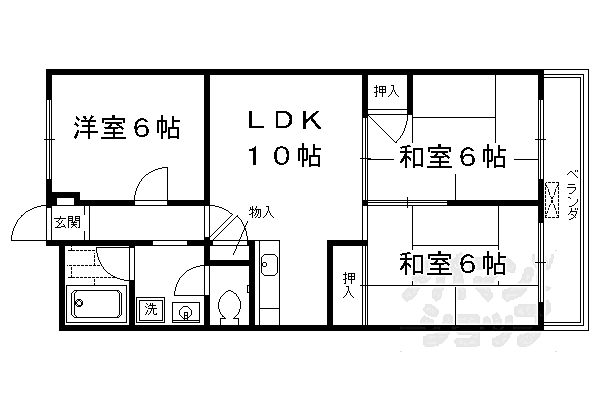 グランドール西大路 1005｜京都府京都市下京区西七条掛越町(賃貸マンション3LDK・10階・60.00㎡)の写真 その2