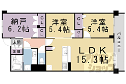 京都市営烏丸線 五条駅 徒歩3分の賃貸マンション 8階2SLDKの間取り