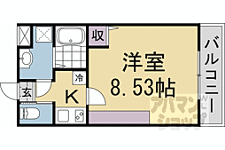 阪急京都本線 西京極駅 徒歩13分の賃貸マンション 4階1Kの間取り