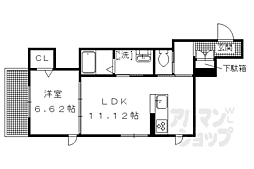 シャーメゾン御前西 2階1LDKの間取り