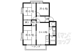 JR山陰本線 太秦駅 徒歩15分の賃貸アパート 2階3DKの間取り