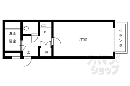 阪急京都本線 西院駅 徒歩8分の賃貸マンション 4階1Kの間取り