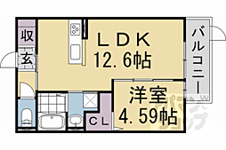 Side西ノ京 1LDKの間取図画像