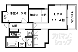 パインフィールド七条 2階2LDKの間取り