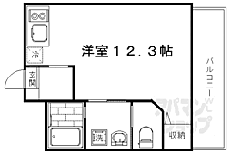 シャルール・デュ・ボワ二条 3階ワンルームの間取り