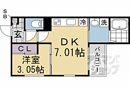 REGALEST五条大宮 1DKの間取図画像