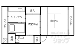洛西マンションNo.1 1DKの間取図画像