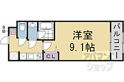京都地下鉄東西線 西大路御池駅 徒歩10分の賃貸マンション 4階1Kの間取り