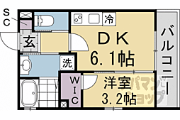 Live Flat京都西院 1DKの間取図画像