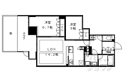 ソルレヴェンテ四条大宮 2LDKの間取図画像