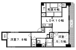 四条大宮シャトー朝日 3LDKの間取図画像