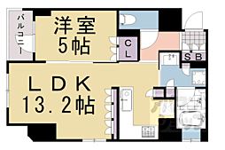 リーガル京都堀川五条通り2 1LDKの間取図画像