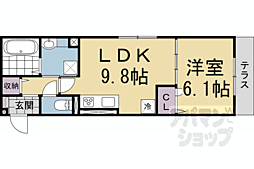 京都市中京区西ノ京西月光町アパート 1LDKの間取図画像