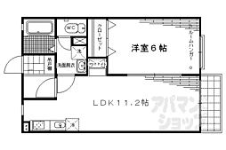 クレール北野C 1LDKの間取図画像