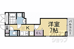 京都市下京区西七条御領町アパート 1Kの間取図画像
